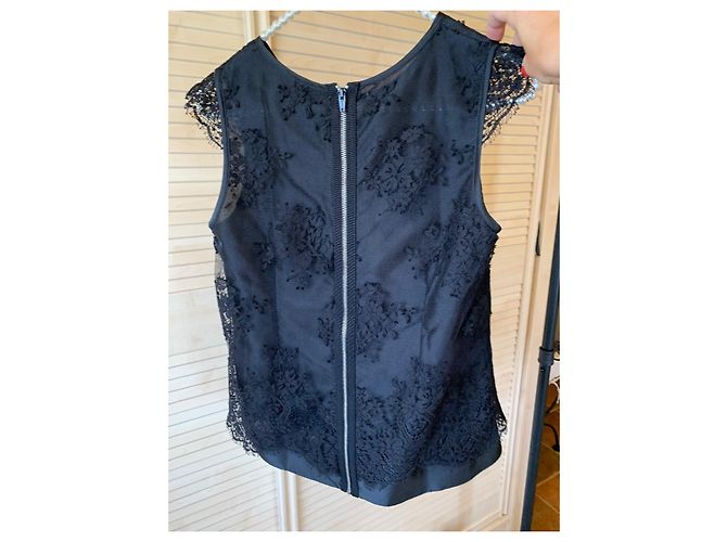 Dolce & Gabbana Schwarzes Taffeta Oberteil mit Spitze - Ansicht 2