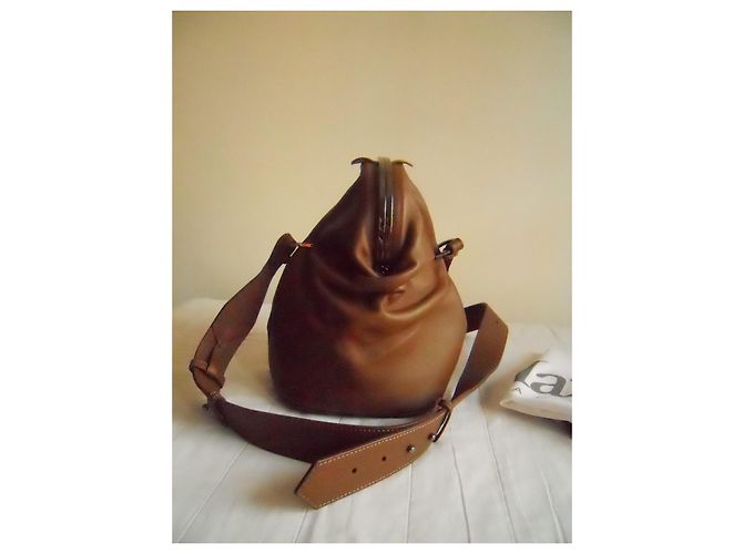 Borsa a mano in vera pelle MAX MARA Cognac - vista 11