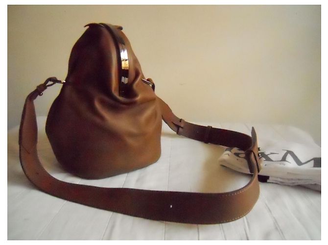 Borsa a mano in vera pelle MAX MARA Cognac - vista 5