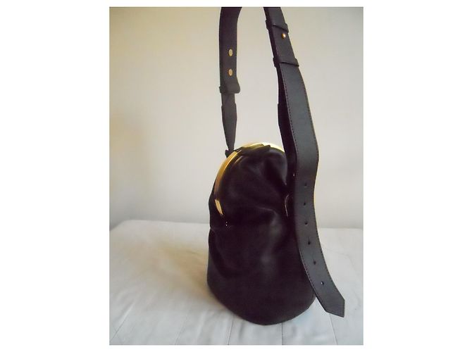 Bolso de cuero auténtico MAX MARA Negro - vista 14