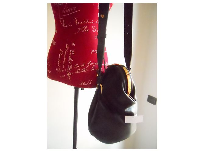 Bolso de cuero auténtico MAX MARA Negro - vista 15