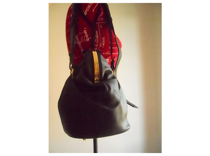 Bolso de cuero auténtico MAX MARA Negro - vista 19