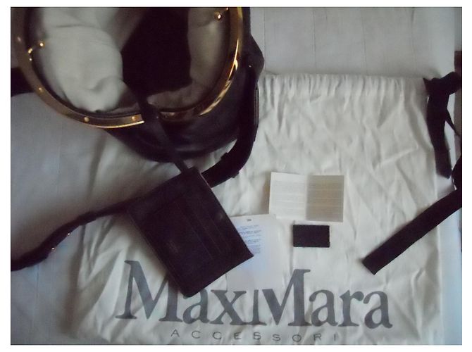 Bolso de cuero auténtico MAX MARA Negro - vista 7