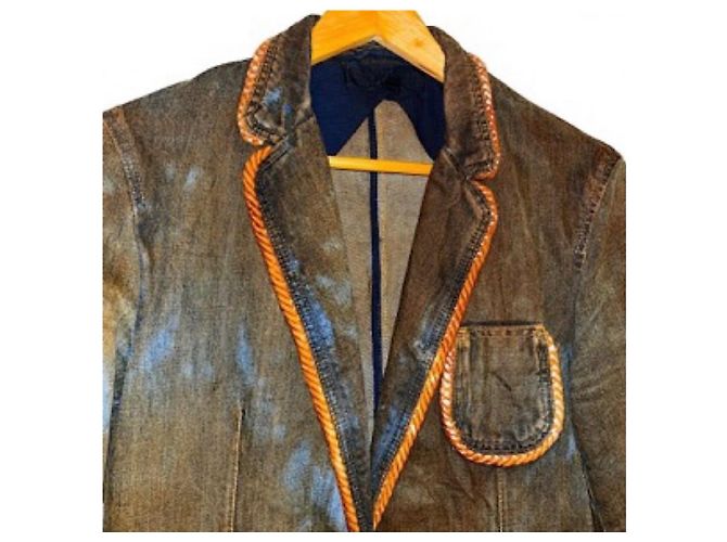 Alexander Mcqueen 05 Blazer jeans com lama da coleção Runway Collection AW - vista 2