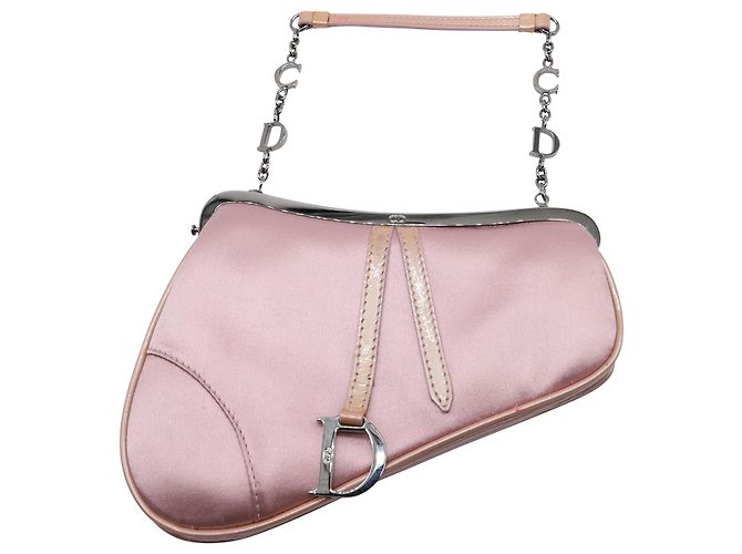 Saddle Mini borsa da sella Dior in raso rosa - vista 16