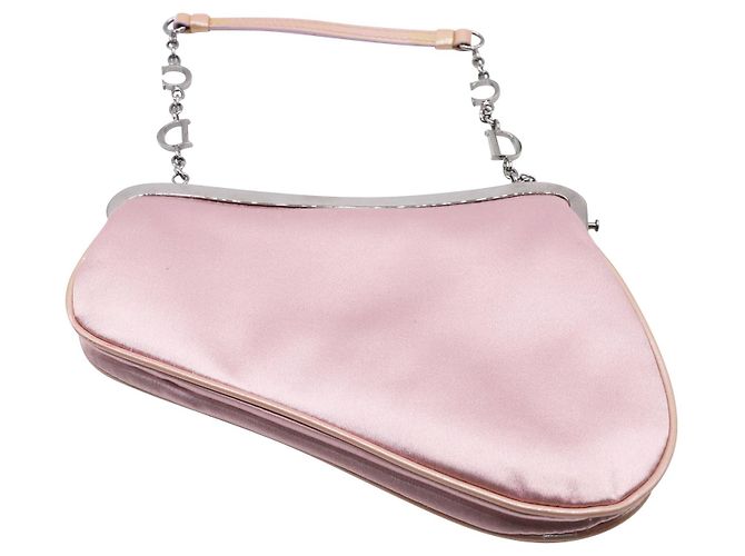 Saddle Mini borsa da sella Dior in raso rosa - vista 2