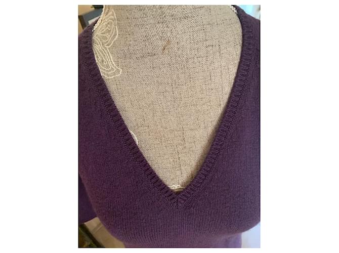 Malo Cashmere Pullover Dunkelviolett V Ausschnitt - Ansicht 4
