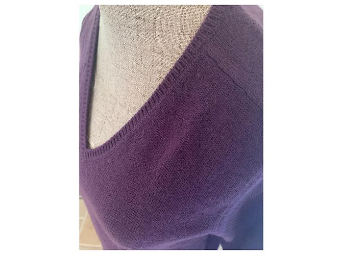 Malo Cashmere Pullover Dunkelviolett V Ausschnitt - Ansicht 5
