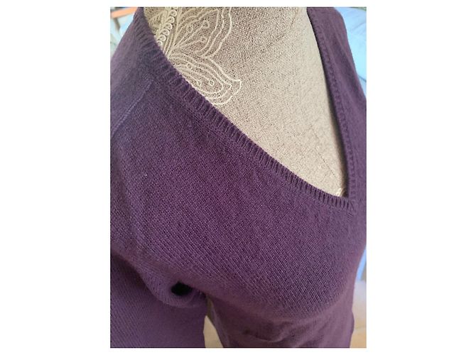 Malo Cashmere Pullover Dunkelviolett V Ausschnitt - Ansicht 6