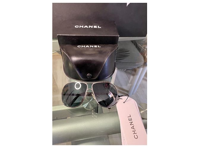 Chanel Sonnenbrille schwarz silber metall - Ansicht 2