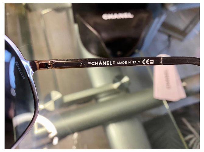 Chanel Sonnenbrille schwarz silber metall - Ansicht 4