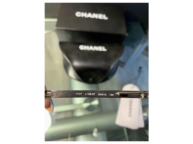 Chanel Sonnenbrille schwarz silber metall - Ansicht 5