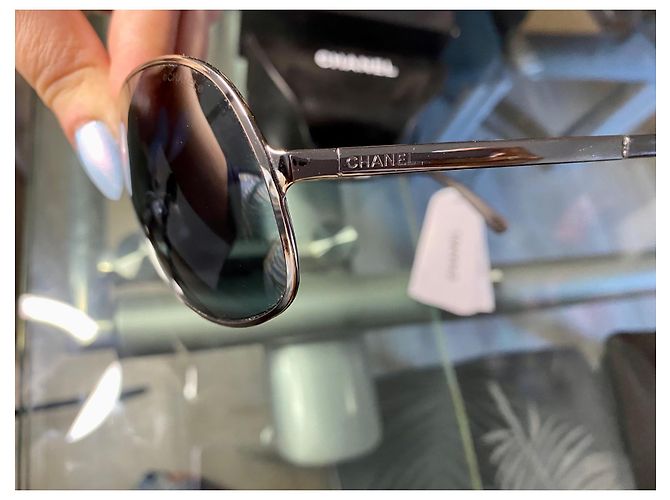 Chanel Sonnenbrille schwarz silber metall - Ansicht 6
