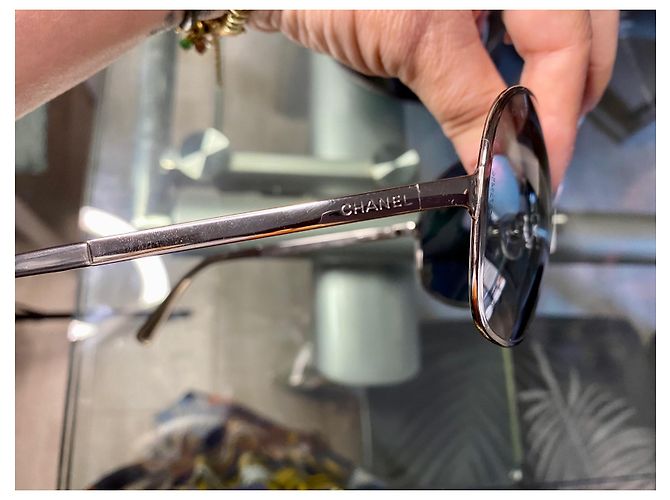 Chanel Sonnenbrille schwarz silber metall - Ansicht 7