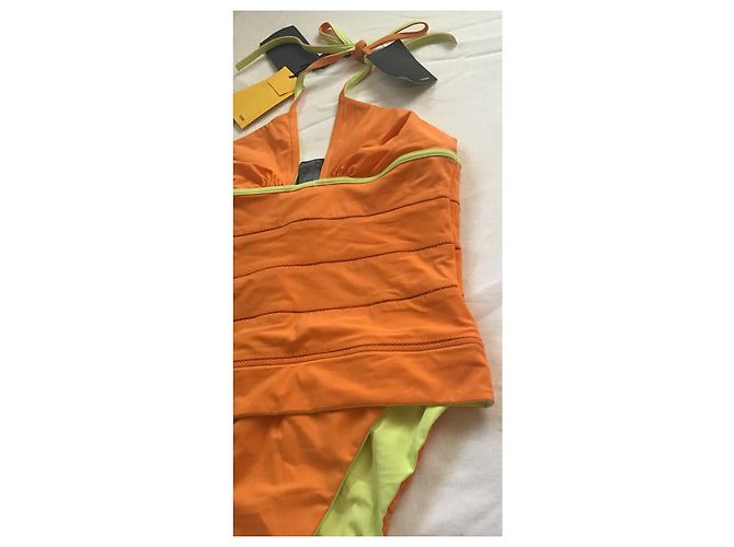 Traje de baño de una pieza naranja neón Fendi - vista 4