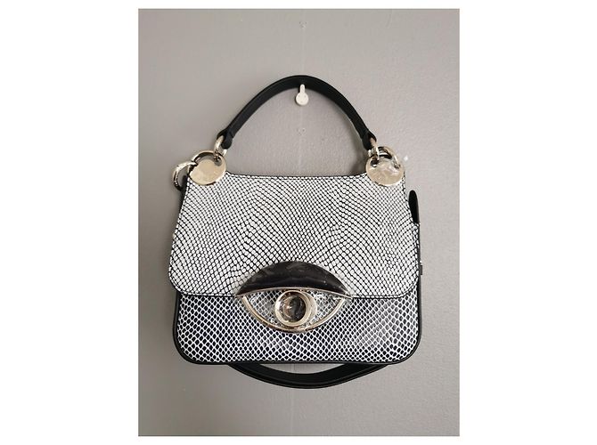 Borsa a mano Kenzo TALI in pelle blu navy e bianca Bianco Silver hardware - vista 10