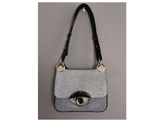 Borsa a mano Kenzo TALI in pelle blu navy e bianca Bianco Silver hardware - vista 11