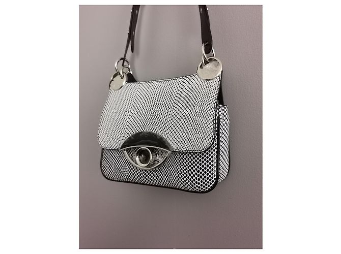 Borsa a mano Kenzo TALI in pelle blu navy e bianca Bianco Silver hardware - vista 12
