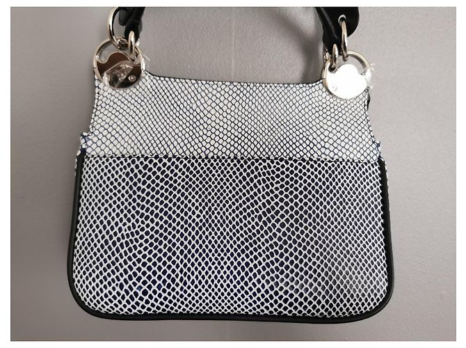 Borsa a mano Kenzo TALI in pelle blu navy e bianca Bianco Silver hardware - vista 13