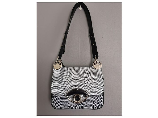 Borsa a mano Kenzo TALI in pelle blu navy e bianca Bianco Silver hardware - vista 2