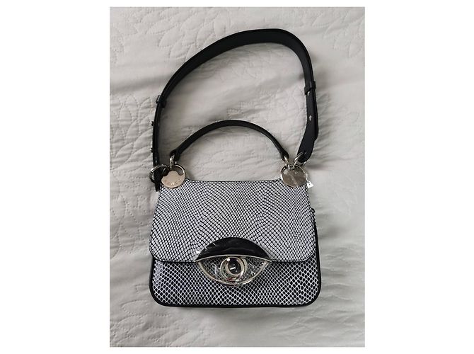 Borsa a mano Kenzo TALI in pelle blu navy e bianca Bianco Silver hardware - vista 3