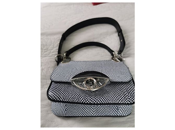 Borsa a mano Kenzo TALI in pelle blu navy e bianca Bianco Silver hardware - vista 4