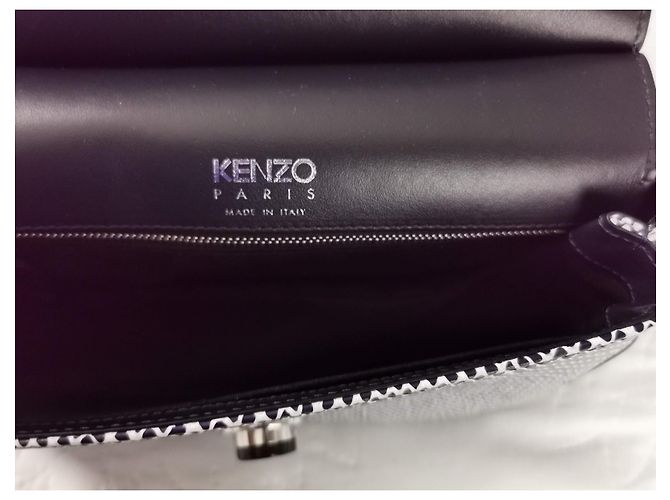 Borsa a mano Kenzo TALI in pelle blu navy e bianca Bianco Silver hardware - vista 5
