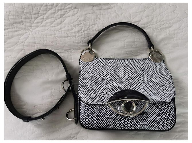 Borsa a mano Kenzo TALI in pelle blu navy e bianca Bianco Silver hardware - vista 6