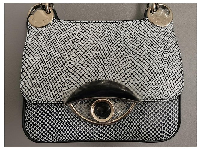 Borsa a mano Kenzo TALI in pelle blu navy e bianca Bianco Silver hardware - vista 7
