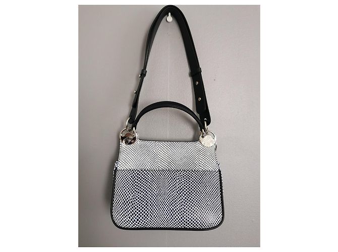 Borsa a mano Kenzo TALI in pelle blu navy e bianca Bianco Silver hardware - vista 8
