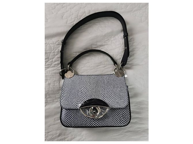 Borsa a mano Kenzo TALI in pelle blu navy e bianca Bianco Silver hardware - vista 9