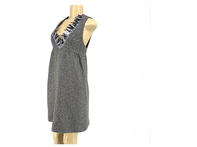 Tweedkleid von Anna Sui mit Metallic-Akzenten Silber Grau - Ansicht 2