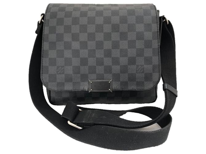 Louis Vuitton District PM Damier Graphite Messenger Black Leather ref ...