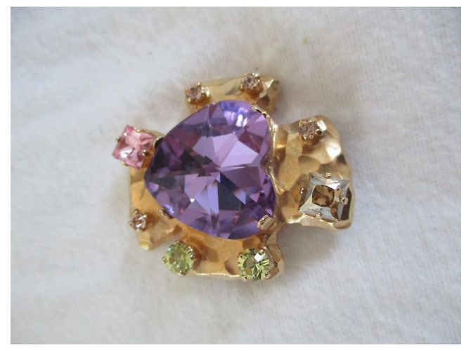 Pendente Spilla a Croce Christian Lacroix Placcato Oro Gold hardware - vista 2