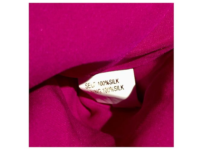 Vestido de chiffon de seda Marchesa Notte com alças cravejadas Rosa Fuschia - vista 7