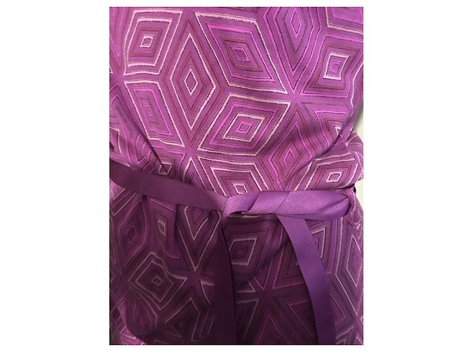 Diane Von Furstenberg DvF Vintage Kleid aus Seidenjersey mit abstraktem Muster Pink Lila - Ansicht 4