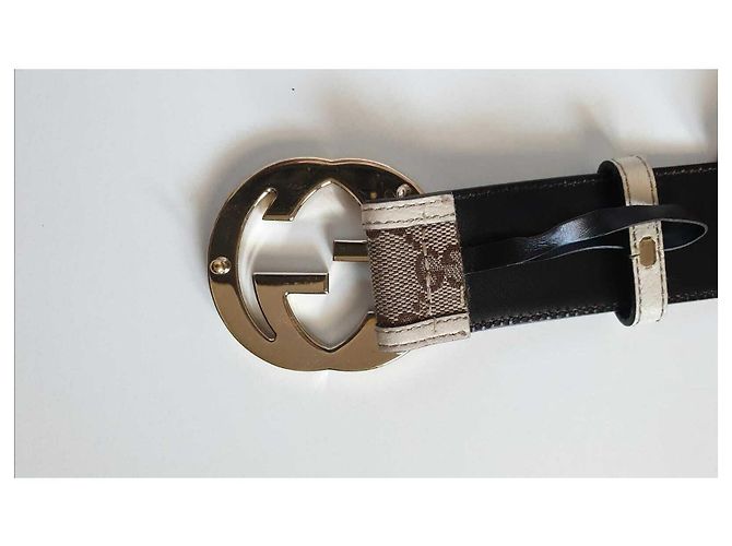 Gucci-Gürtel mit gefütterter G-Schnalle Silber Beige - Ansicht 3