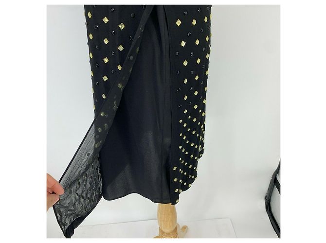 Diane Von Furstenberg DvF Ella vestido de gasa de seda con pedrería Negro - vista 4
