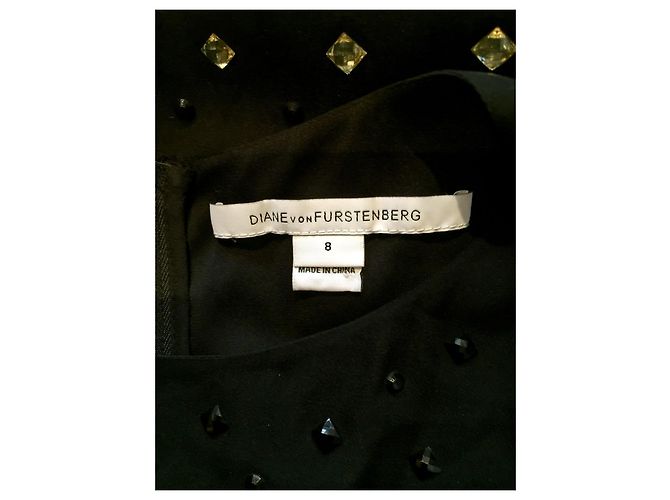 Diane Von Furstenberg DvF Ella vestido de gasa de seda con pedrería Negro - vista 8