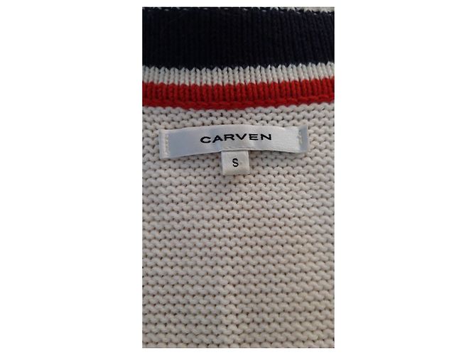 Carven Strickjacke Eggshell aus Baumwolle mit Zopfmuster Aus weiß - Ansicht 4