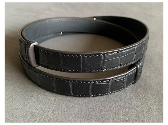 Hermès Kelly Gürtel aus schwarzem Alligatorleder - Ansicht 2