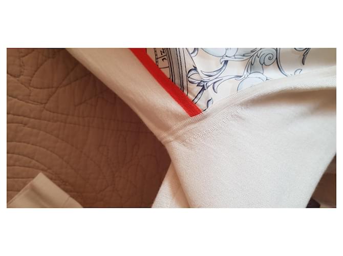 Hermès Hermes Strickjacke Twillaine Long Ecru Rot Aus weiß - Ansicht 16