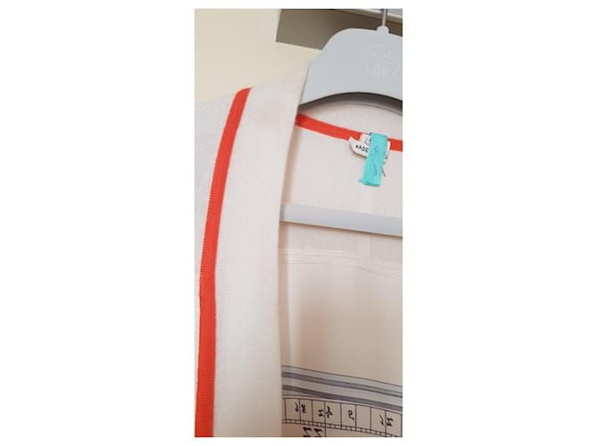 Hermès Hermes Strickjacke Twillaine Long Ecru Rot Aus weiß - Ansicht 2