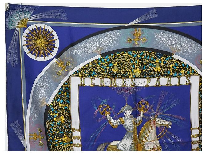 Hermès SCIARPA QUADRATA HERMES FUOCHI D'ARTIFICIO 90 SPILLA IN SETA DUCHENE SCIARPA IN SETA BLU Blu navy - vista 2
