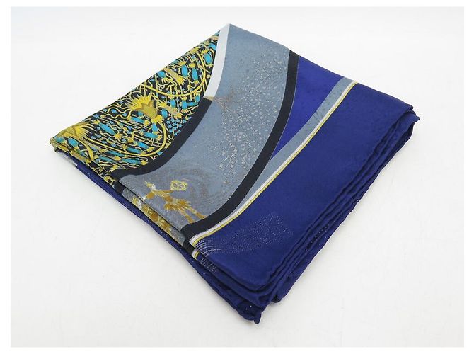 Hermès SCIARPA QUADRATA HERMES FUOCHI D'ARTIFICIO 90 SPILLA IN SETA DUCHENE SCIARPA IN SETA BLU Blu navy - vista 8