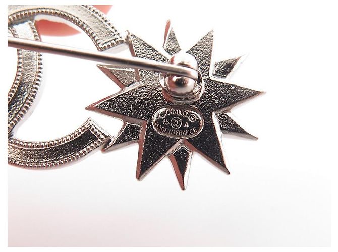 NEUE CHANEL BROSCHE STERN MOND LOGO CC STRASS PARIS DALLAS 2015 Brosche Silber - Ansicht 5