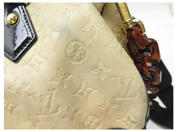 LOUIS VUITTON STEPHEN SPROUSE BOSTON BORSA A MANO MONOGRAM IN PELLE EMPREINTE Beige - vista 12