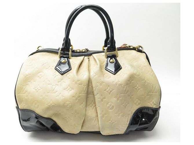 LOUIS VUITTON STEPHEN SPROUSE BOSTON BORSA A MANO MONOGRAM IN PELLE EMPREINTE Beige - vista 2