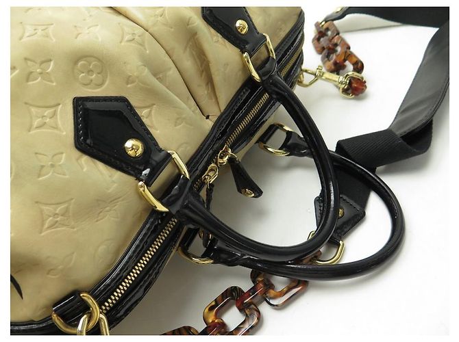 LOUIS VUITTON STEPHEN SPROUSE BOSTON BORSA A MANO MONOGRAM IN PELLE EMPREINTE Beige - vista 5