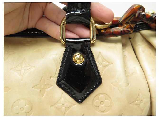 LOUIS VUITTON STEPHEN SPROUSE BOSTON BORSA A MANO MONOGRAM IN PELLE EMPREINTE Beige - vista 9
